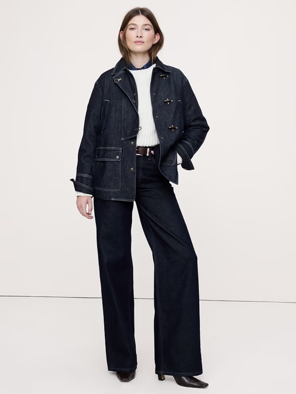 NWT! BANANA REPUBLIC DARK WASH DENIM BARN COAT - MEDIUM